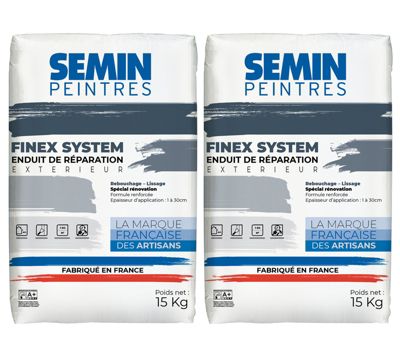 Enduit de réparation Semin Reboucheur, Extérieur, en Poudre, sac de 15 kg, Lot de 2