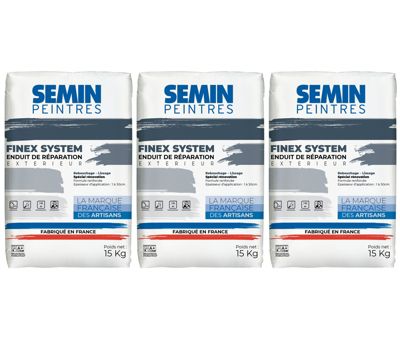 Enduit de réparation Semin Reboucheur, Extérieur, en Poudre, sac de 15 kg, Lot de 3