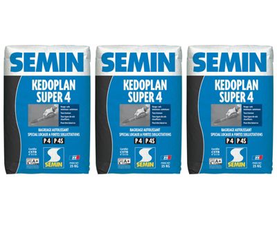 Enduit de Ragréage Autolissant Kedoplan 4 Semin, Sol Intérieur et extérieur, sac de 25 kg, lot de 2