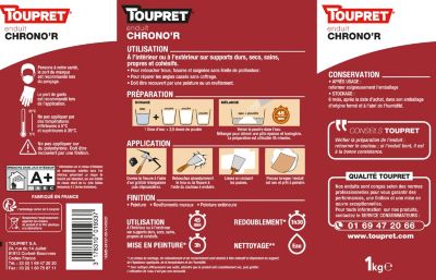 Enduit de rebouchage Chrono'R poudre à séchage rapide sac de 1 kg Toupret