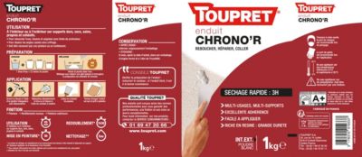 Enduit de rebouchage Chrono'R poudre à séchage rapide sac de 1 kg Toupret