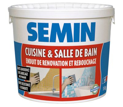 Enduit de Rebouchage Cuisine et Salle de Bains Semin, Seau de 1 kg