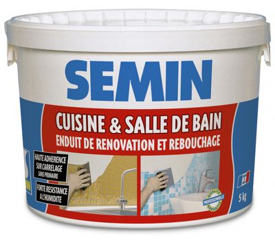 Enduit de Rebouchage Cuisine et Salle de Bains Semin, Seau de 5 kg