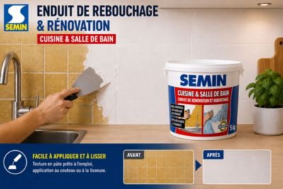 Enduit de Rebouchage Cuisine et Salle de Bains Semin, Seau de 5 kg