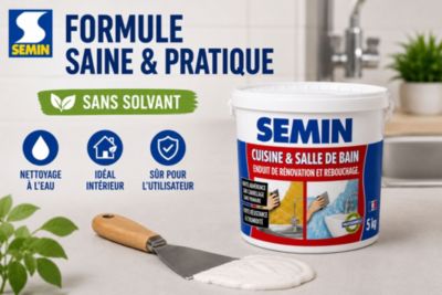 Enduit de Rebouchage Cuisine et Salle de Bains Semin, Seau de 5 kg