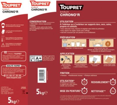 Enduit de rebouchage en poudre a séchage rapide sac de 5 kg Toupret