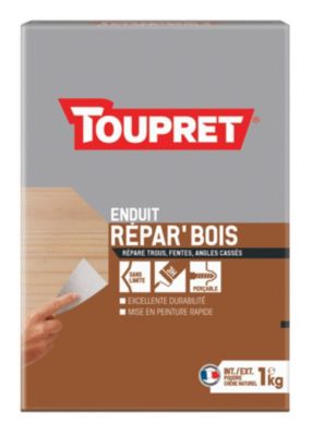 Enduit de rebouchage en poudre Répar'bois Toupret intérieur et extérieur 1kg