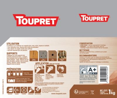 Enduit de rebouchage en poudre Répar'bois Toupret intérieur et extérieur 1kg