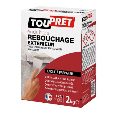 Enduit de rebouchage extérieur poudre gris Toupret 2kg