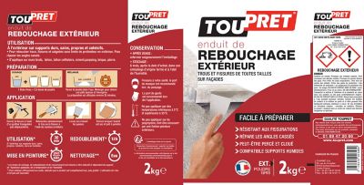 Enduit de rebouchage extérieur poudre gris Toupret 2kg