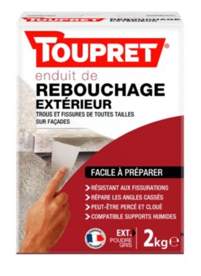 Enduit de rebouchage extérieur poudre gris Toupret 2kg