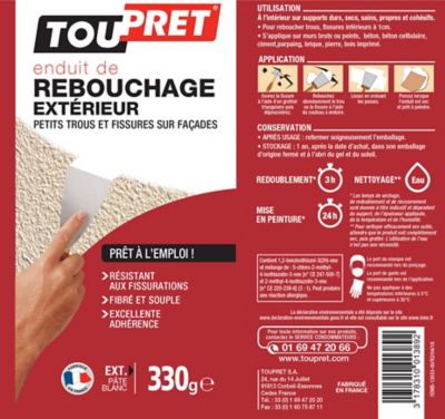 Enduit de rebouchage extérieur souple blanc Toupret 330g