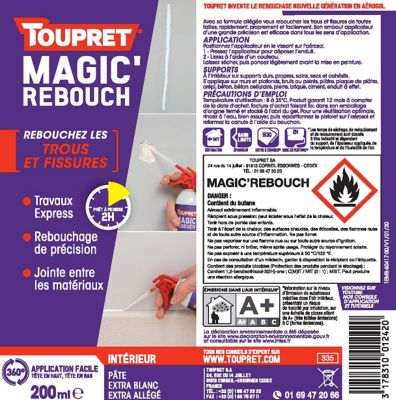 Enduit Magic'Rebouch en spray - blanc - 200ml TOUPRET