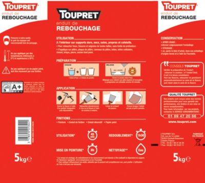 Enduit de rebouchage poudre blanc Toupret 5kg