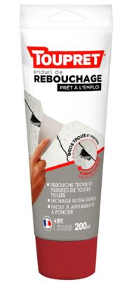 Enduit de rebouchage prêt à l'emploi gros trous et fissures Toupret 200ml