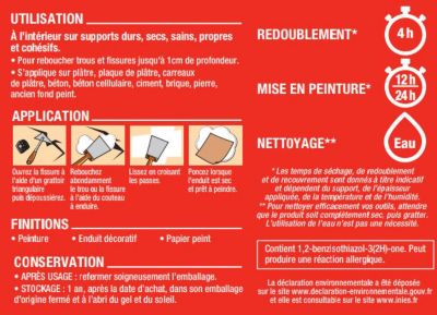 Enduit de rebouchage prêt à l'emploi Toupret 5kg