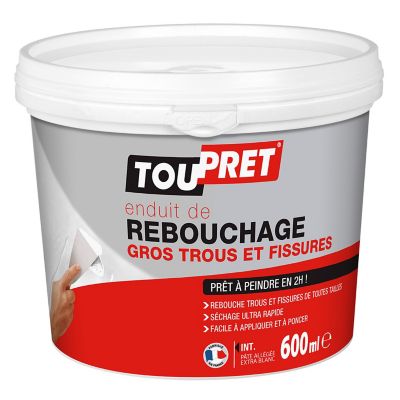 TOUPRET - Toupret Enduit allégé de rebouchage pot de 600 ml - Rebouche  rapidement trous et fissures jusqu'à 5 cm Caractéri - Livraison gratuite  dès 120€