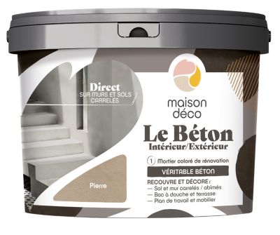 Enduit décoratif Le béton intérieur, extérieur Maison déco beige pierre 5kg