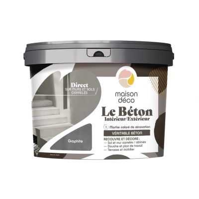 Enduit décoratif Le béton intérieur, extérieur Maison déco gris graphite 5kg