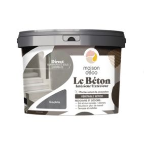 Enduit décoratif Le béton intérieur, extérieur Maison déco gris graphite 5kg