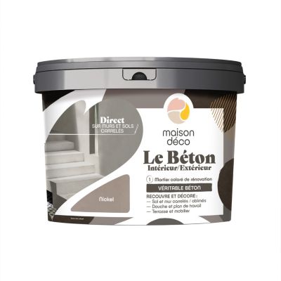 Enduit décoratif Le béton intérieur, extérieur Maison déco gris nickel 5kg