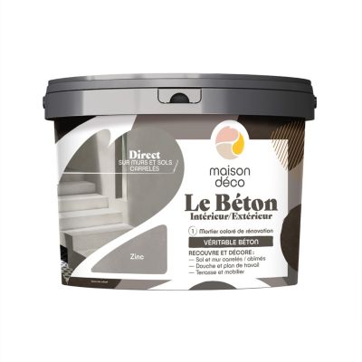 Enduit décoratif Le béton intérieur, extérieur Maison déco gris zinc 5kg