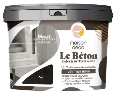 Enduit décoratif Le béton intérieur, extérieur Maison déco noir 5kg