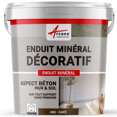 Enduit Minéral Aspect Béton Mur et Sol Café - 4 kg - ARCANE INDUSTRIES