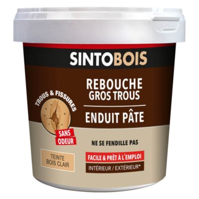 Enduit pâte rebouche gros trous Sintobois bois clair 2kg | Castorama