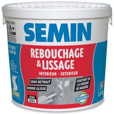 Enduit rebouchage et lissant 1,5 kg Semin