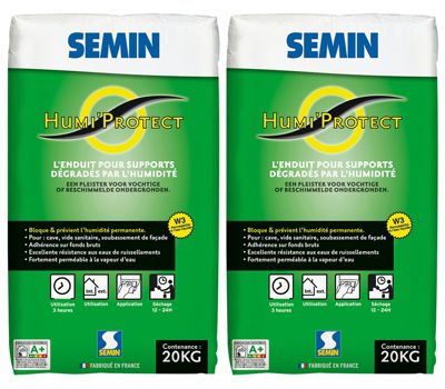 Enduit Spécial Maçonnerie Humides Humi'Protect Semin, Intérieur/Extérieur, Sac de 20 kg (Lot de 2)