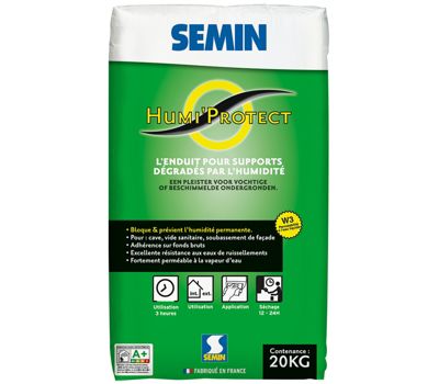 Enduit Spécial Maçonnerie Humides Humi'Protect Semin,  Intérieur/Extérieur, Sac de 20 kg