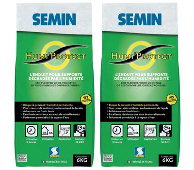 Enduit Spécial Maçonnerie Humides Humi'Protect Semin, Intérieur/Extérieur, Sac de 6 kg (Lot de 2)