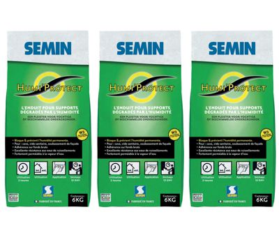 Enduit Spécial Maçonnerie Humides Humi'Protect Semin, Intérieur/Extérieur, Sac de 6 kg (Lot de 3)