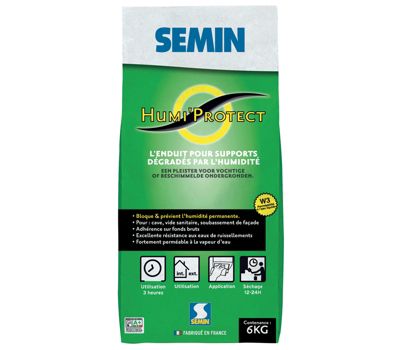 Enduit Spécial Maçonnerie Humides Humi'Protect Semin, Intérieur/Extérieur, Sac de 6 kg