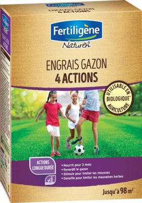 Engrais gazon 4 actions 98m² 2,45kg Fertiligène