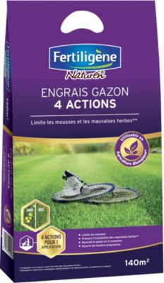 Engrais gazon 4 actions Fertiligène 140m²  Castorama