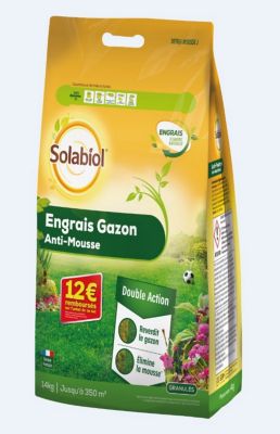 Engrais gazon anti-mousse Solabiol 350m²