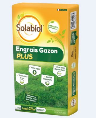 Engrais gazon Plus Solabiol 15kg  Castorama