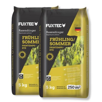Engrais gazon printemps été FUXTEC FX-RDFS10 NPK organo-minéral avec magnésium et soufre 10 kg 2x5kg