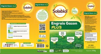 Engrais pour gazon Plus Solabiol 3,5kg 87m²