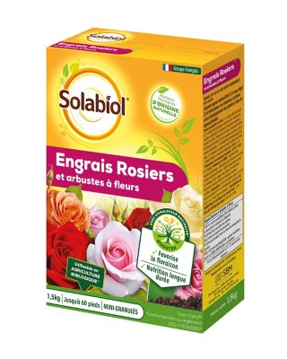 SOLABIOL Engrais rosiers & arbustes à fleurs - 1,5kg - Jusqu'à 60 pieds