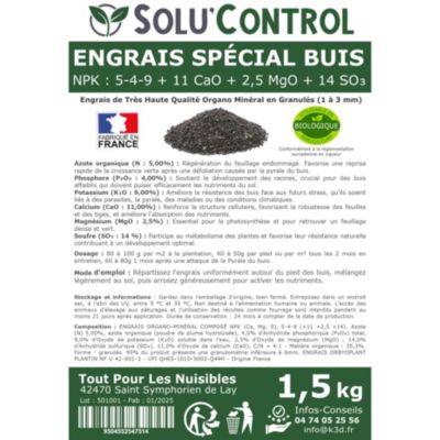 Engrais Spécial Buis 1,5 Kg – Formule Organo-Minérale Pour Renforcement Après Pyrale Ou Maladies