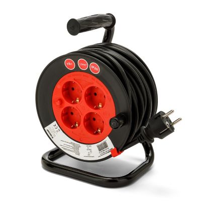 Enrouleur de câble DIY 4 prises Schuko standards, câble H05VV-F3G1.5MM2, 15M ,CE
