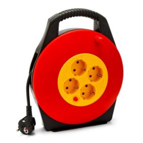 Enrouleur de câble domestique 4 prises Schuko standards, câble H05VV-F3G1.0MM2, 10M ,CE