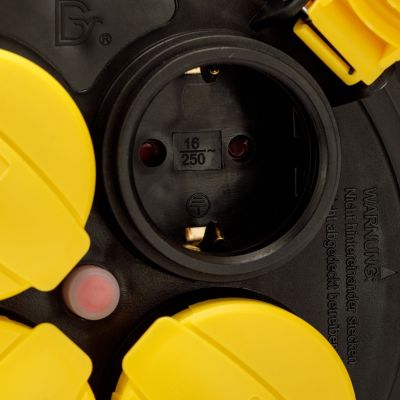 Enrouleur de câble électrique professionnel, 4 prises et fiche Schuko, H07RN-F3G1.5MM2, 40M , GS (TUV)- IP44.