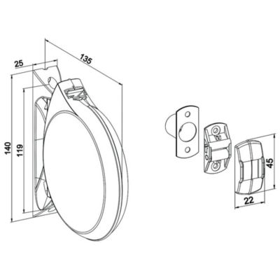 Enrouleur de sangle rond pour volet roulant avec guide et sangle de 5,5 m