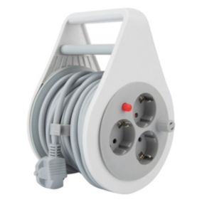 Enrouleur domestique Schuko 3 prises 7m - Gris - Zenitech
