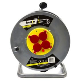 Enrouleur électrique 4 prises 16 A - IP20 - câble H05VV-F 3G 2,5 mm²       25 m