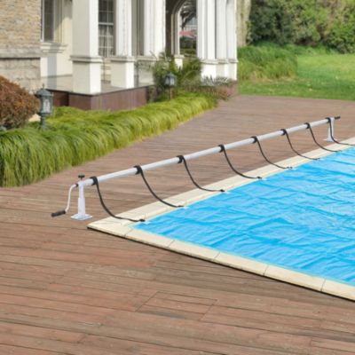 Enrouleur pour bâche de piscine Oliveti à longueur réglable 147-555 cm en.casa